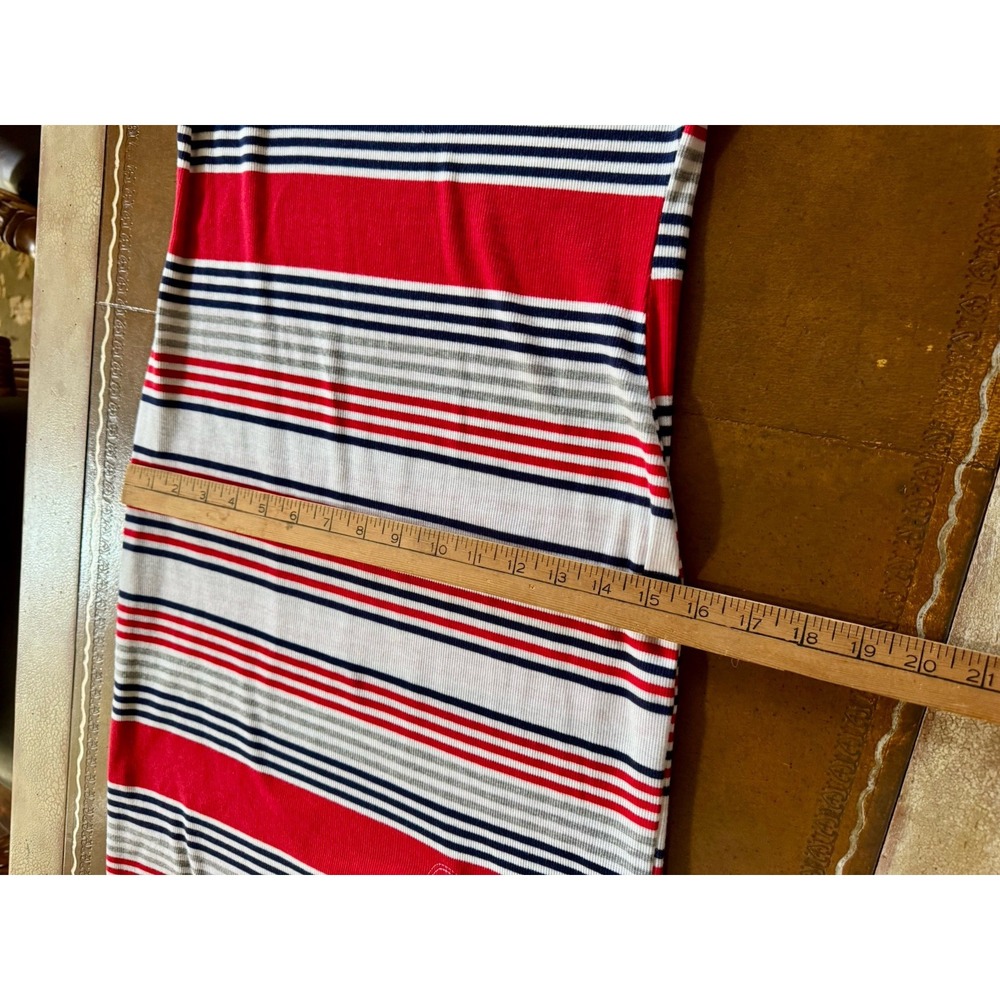 No Comment Dress Womens Red White &‎ Blue Striped Short Sleeve July 4th Sz. L - Picture 10 of 10